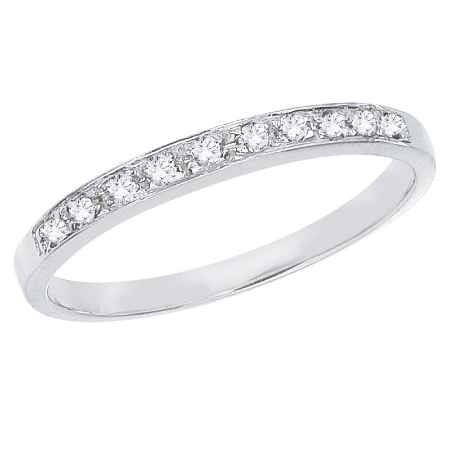 14K White Gold .07 Ct Ten Stone Diamond Bridal Band