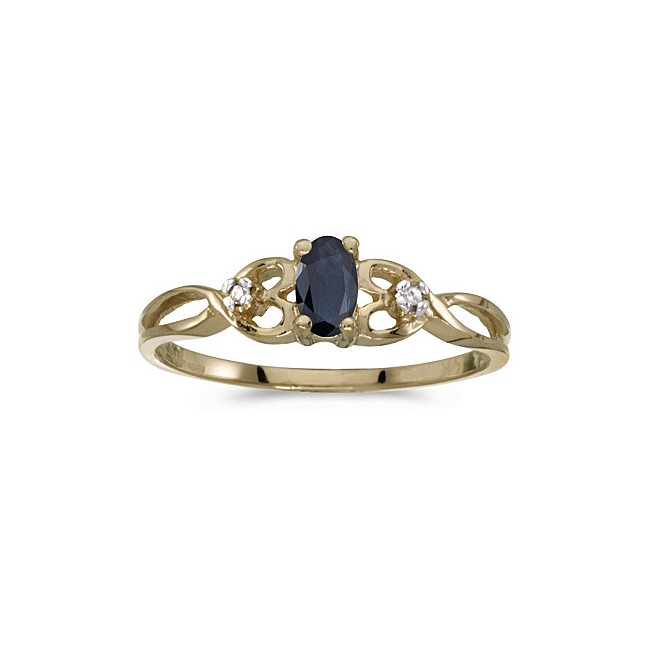 10k Yellow Gold Oval Sapphire And Diamond Ring