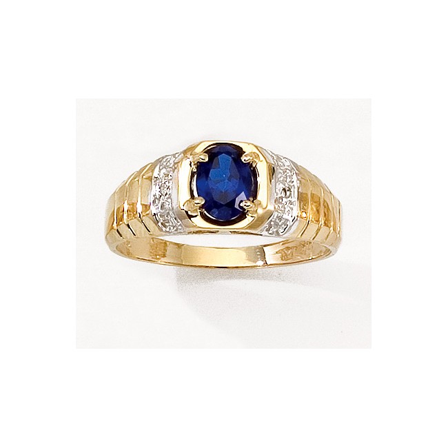 10k Yellow Gold Oval Sapphire And Diamond Ring