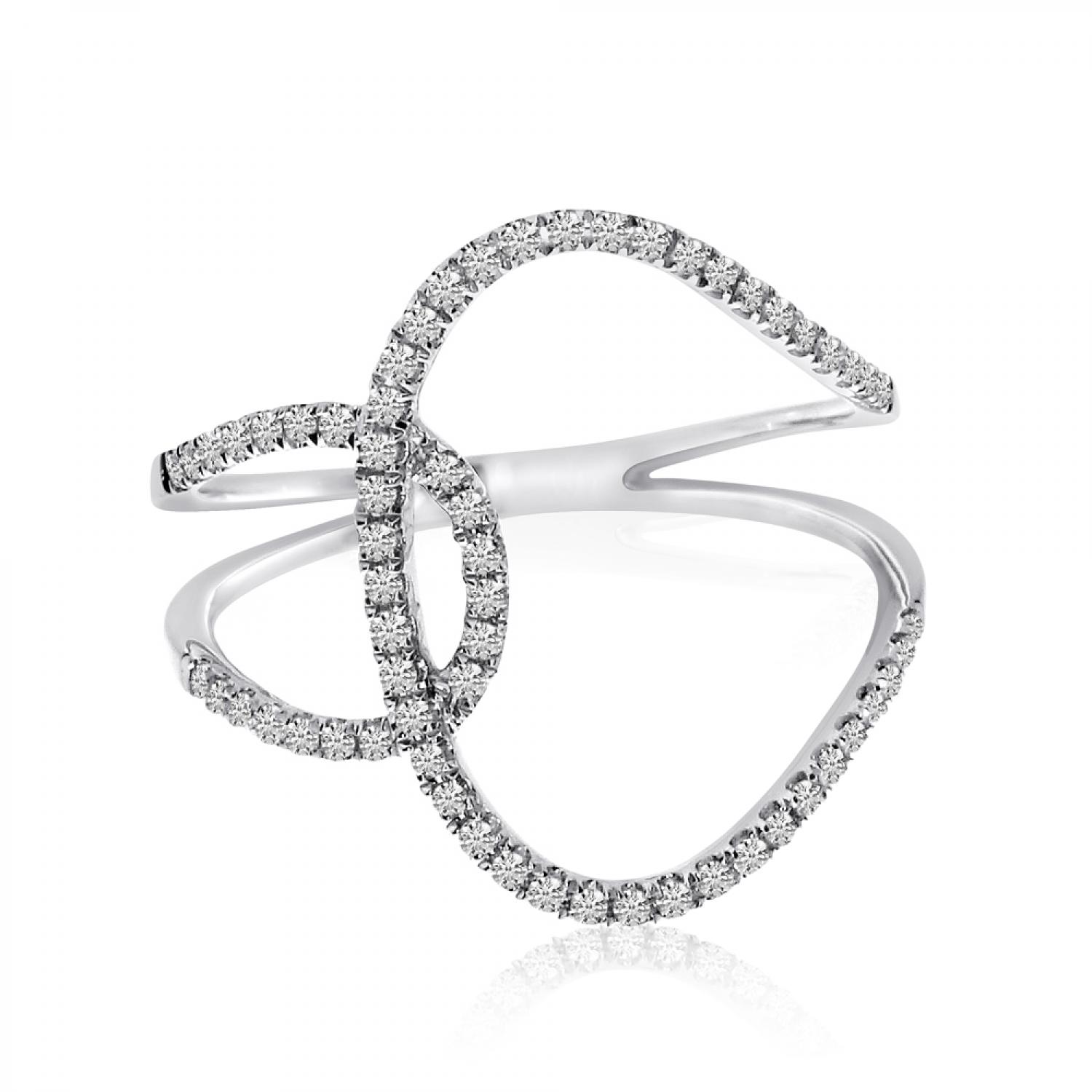 14K White Gold Interwoven Diamond Fashion Ring