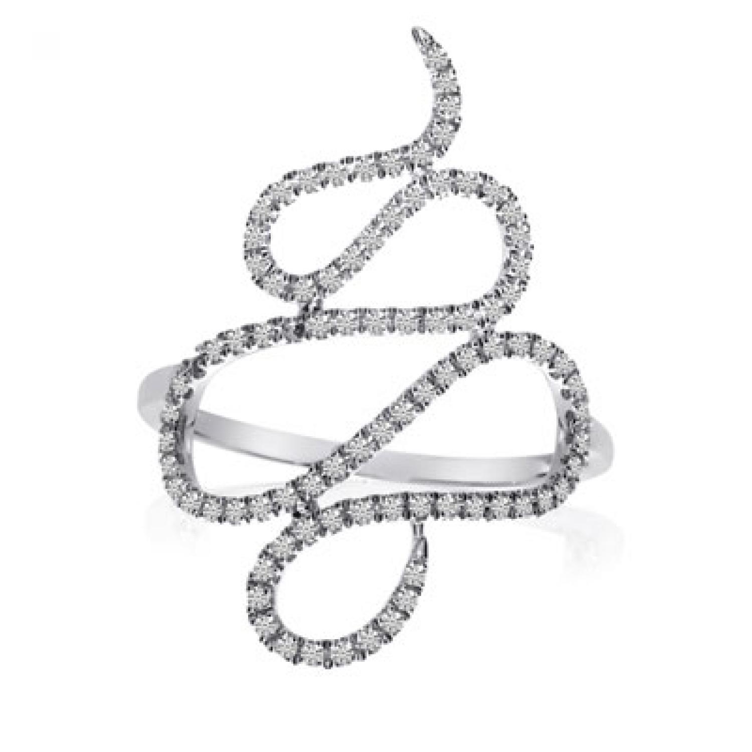 14K White Gold Diamond Snake Fashion Ring