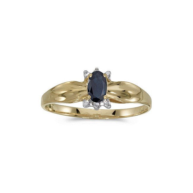 14k Yellow Gold Oval Sapphire And Diamond Ring