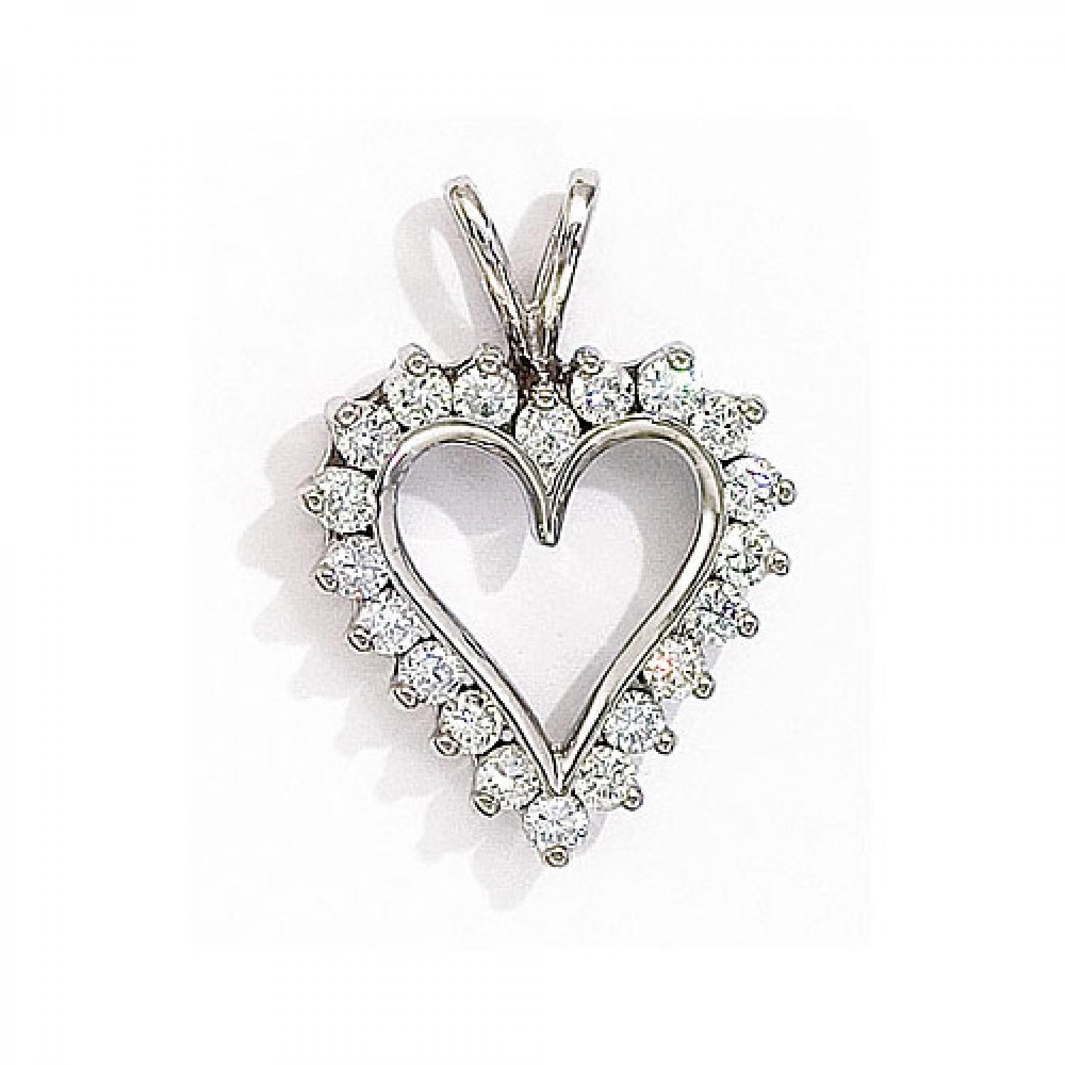 14K White Gold Diamond Heart Pendant