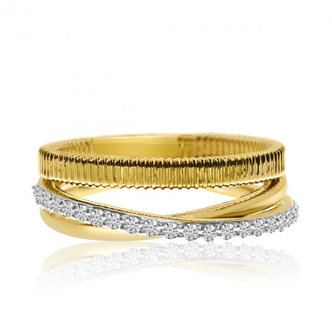 14K Yellow Gold Double Braided Diamond Fashion Ring