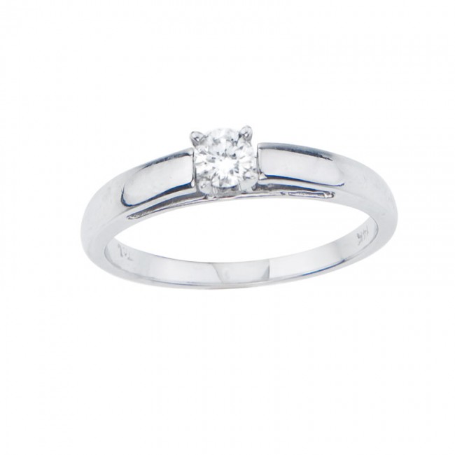 14K White Gold .15 Ct Diamond Solitaire Ring