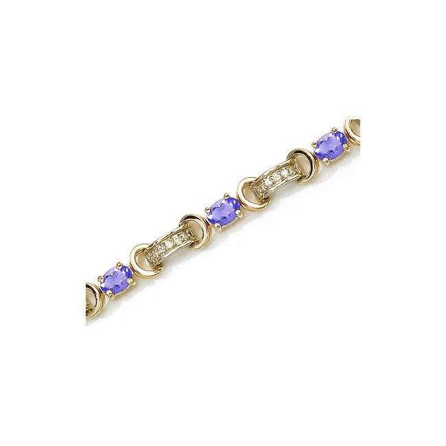 14K Yellow Gold Oval Tanzanite and Diamond Bracelet