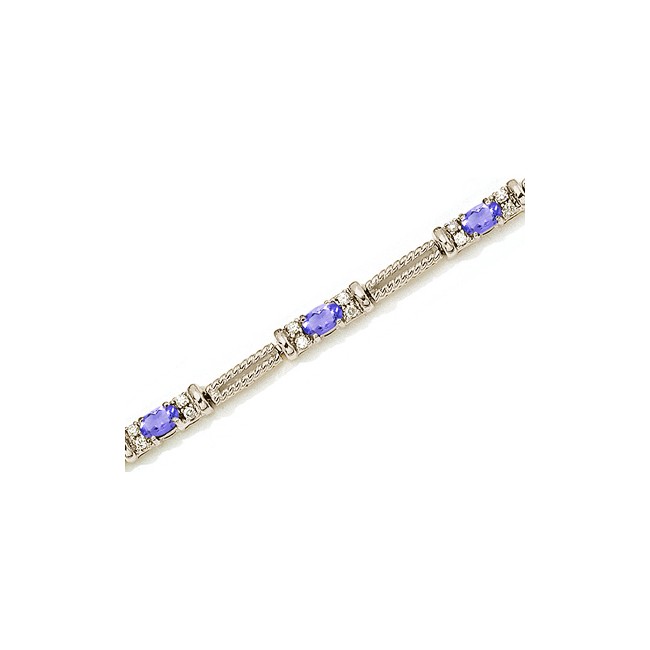 14K White Gold Oval Tanzanite and Diamond Bracelet