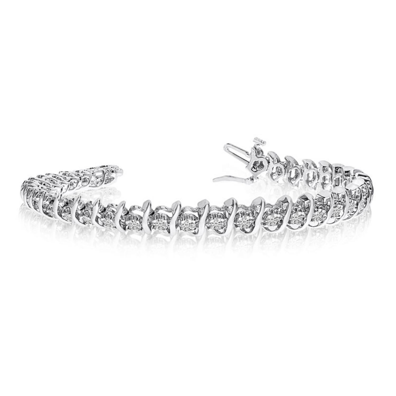 14K White Gold Diamond S Bracelet