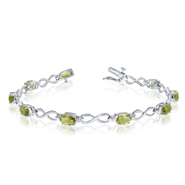 10K Yellow Gold Oval Peridot and Diamond Bracelet