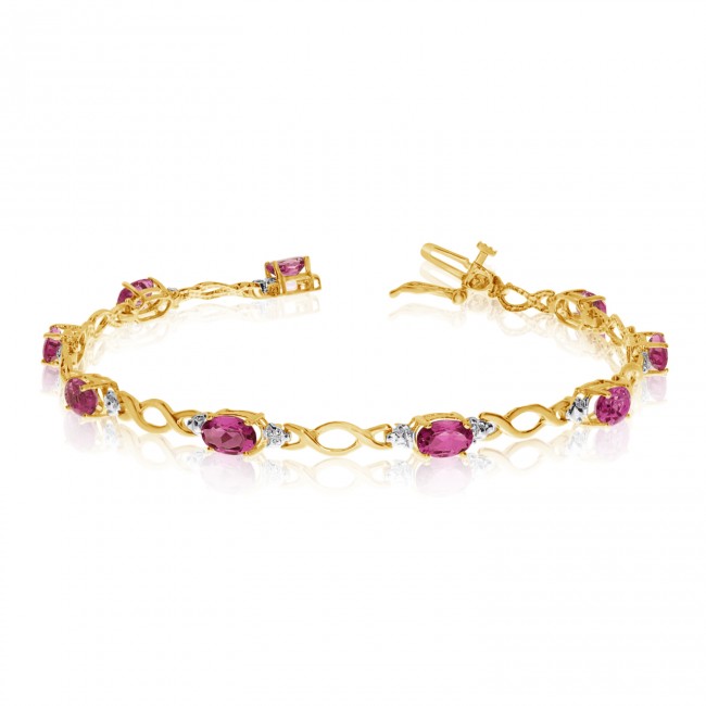 10K Yellow Gold Oval Ruby and Diamond Bracelet