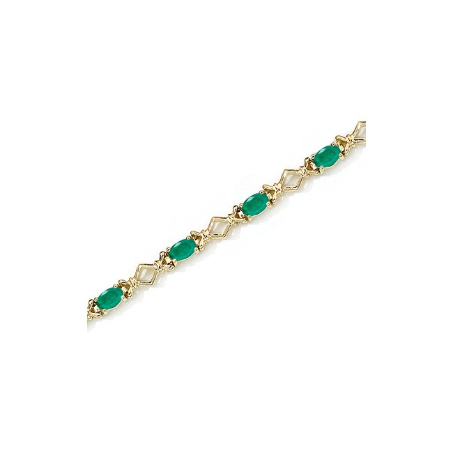 14K Yellow Gold Oval Emerald Bracelet