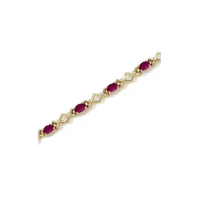 14K Yellow Gold Oval Ruby Bracelet