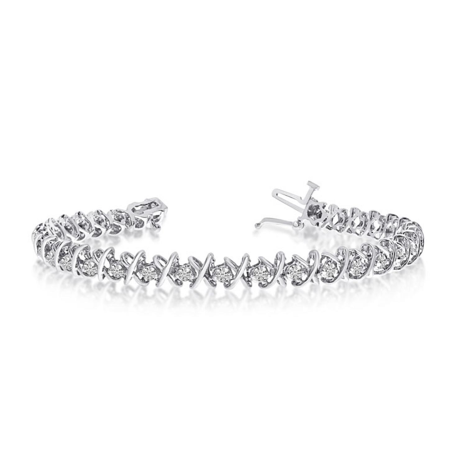 14K White Gold Diamond XO Bracelet