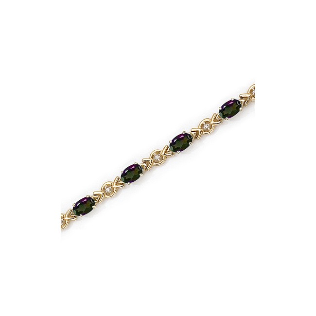 10K Yellow Gold Oval Mystic Topaz and Diamond Bracelet