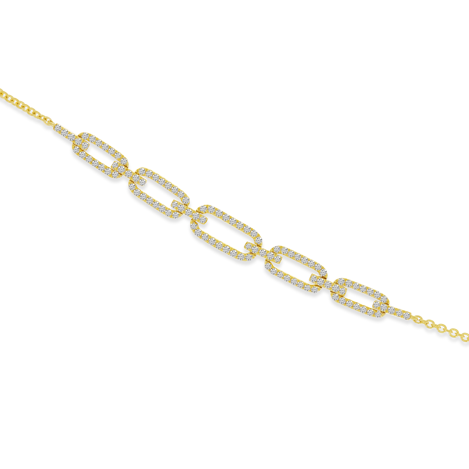 14K Yellow Gold Diamond Open Link Chain Bracelet