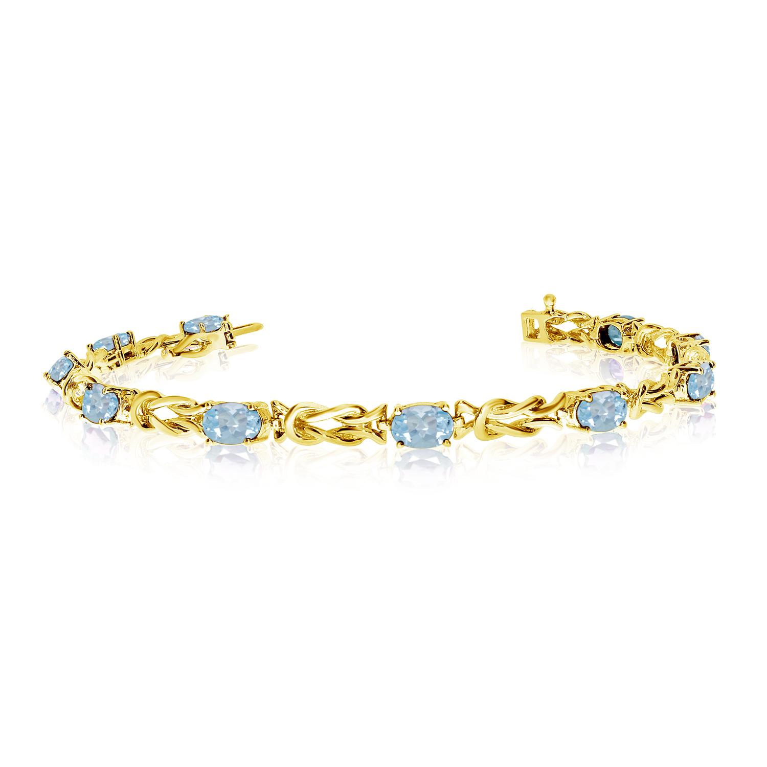 14K Yellow Gold Oval Aquamarine Bracelet