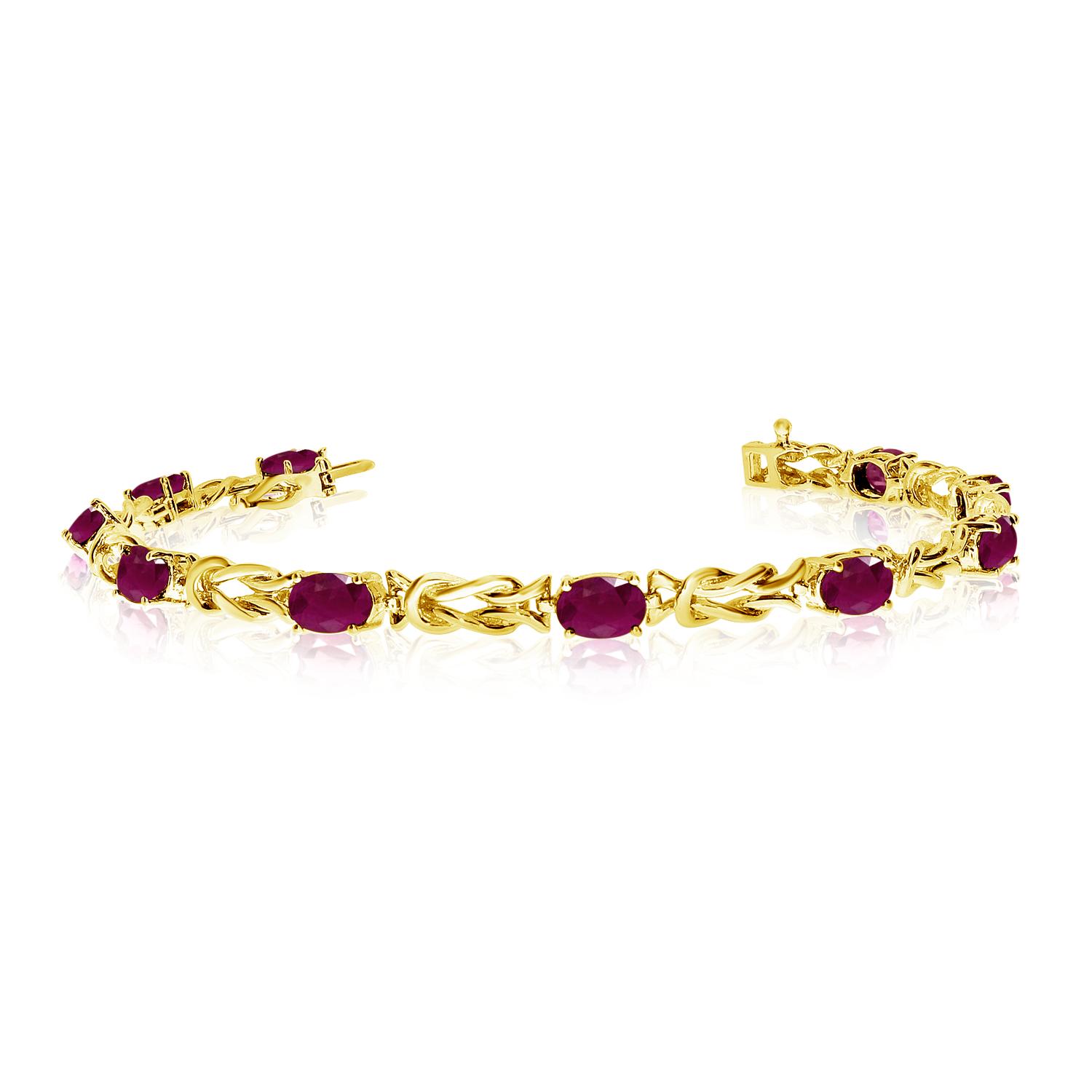 14K Yellow Gold Oval Ruby Bracelet