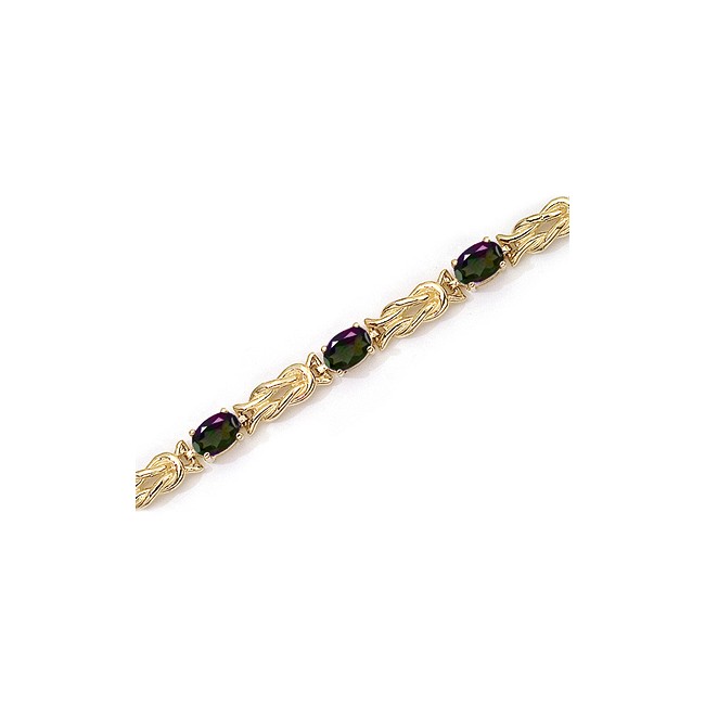 14K Yellow Gold Oval Mystic Topaz Bracelet