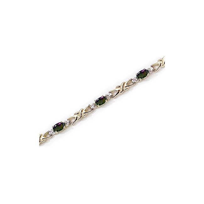 14K Yellow Gold Oval Mystic Topaz and Diamond Bracelet