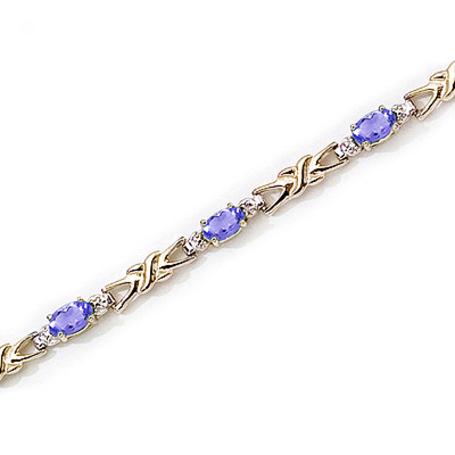 14K Yellow Gold Oval Tanzanite and Diamond Bracelet