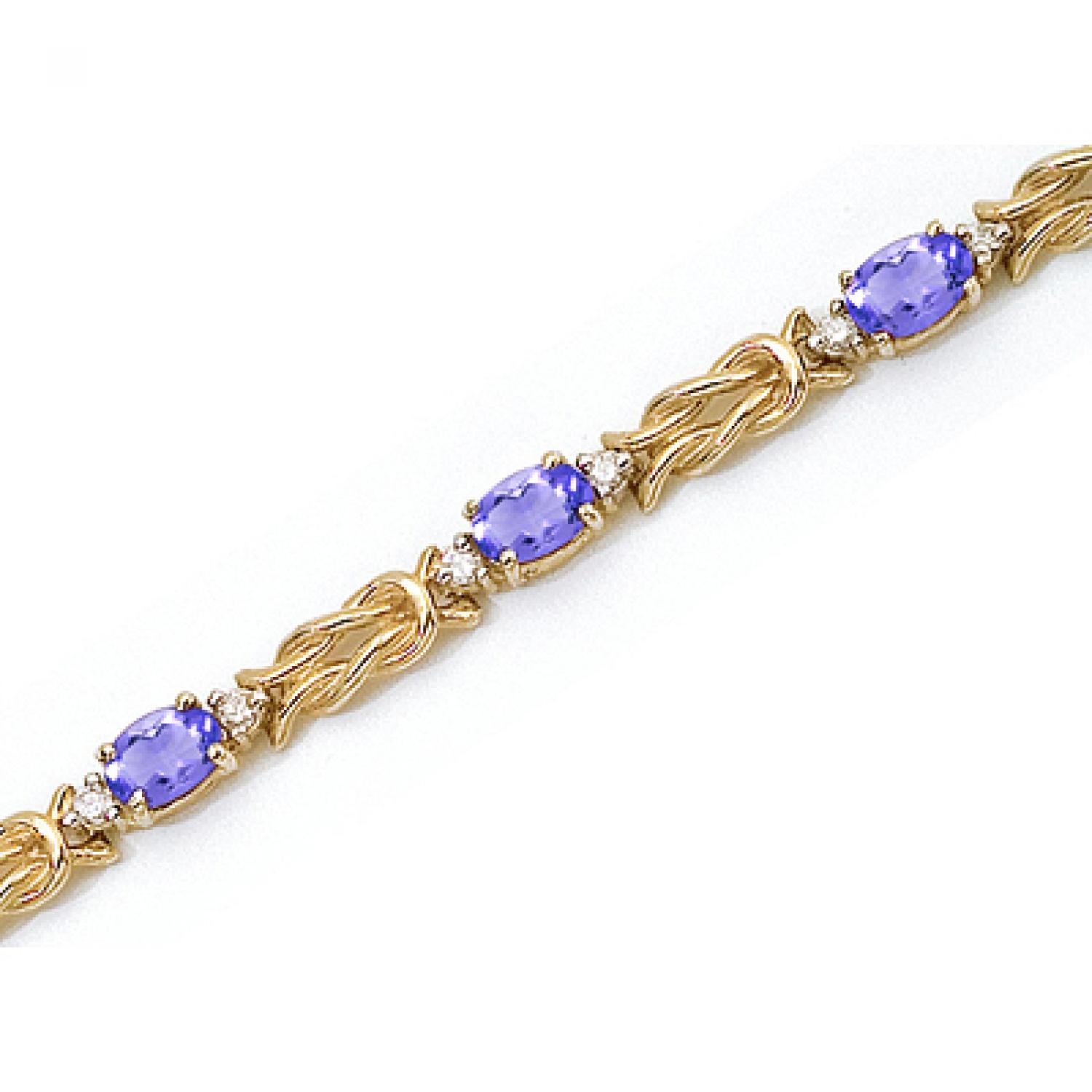 14K Yellow Gold Oval Tanzanite and Diamond Bracelet