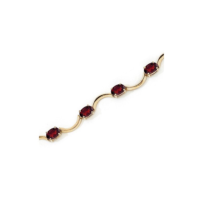 10K Yellow Gold Oval Garnet Bracelet