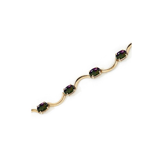 14K Yellow Gold Oval Mystic Topaz Bracelet