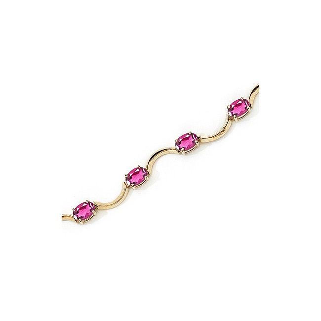 14K Yellow Gold Oval Pink Topaz Bracelet