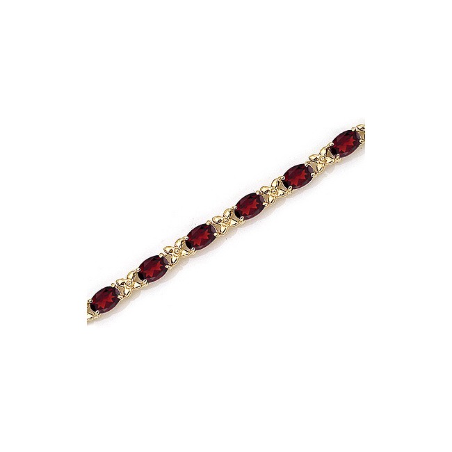 14K Yellow Gold Oval Garnet Bracelet