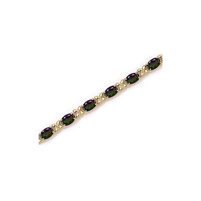 14K Yellow Gold Oval Mystic Topaz Bracelet