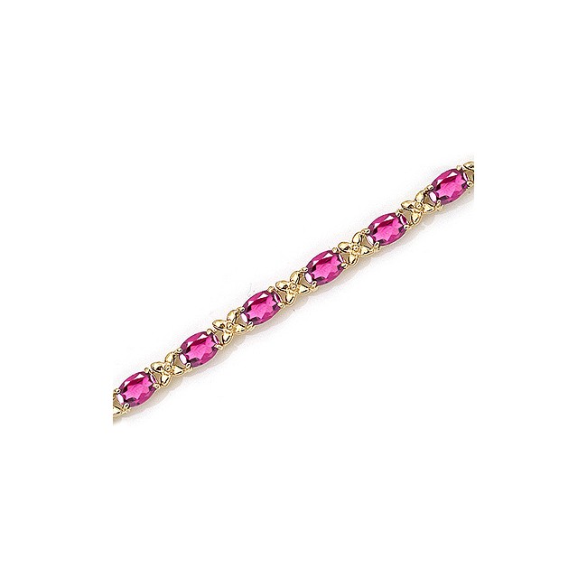 14K Yellow Gold Oval Pink Topaz Bracelet