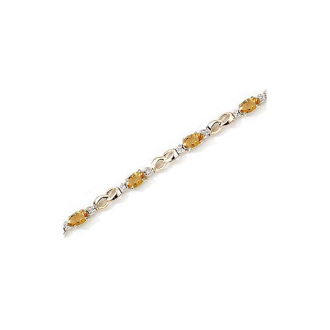 14K Yellow Gold Oval Citrine and Diamond Bracelet