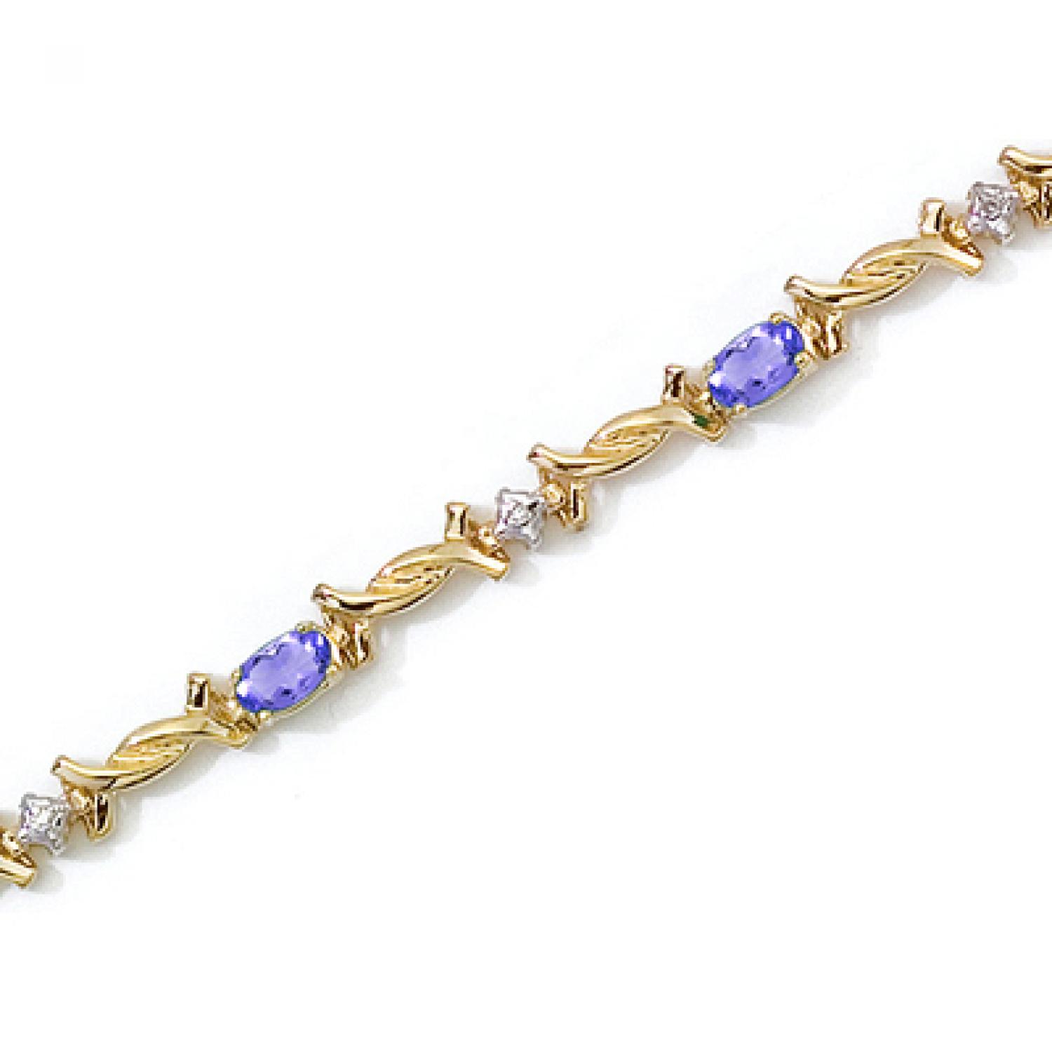 14K Yellow Gold Oval Tanzanite and Diamond Bracelet