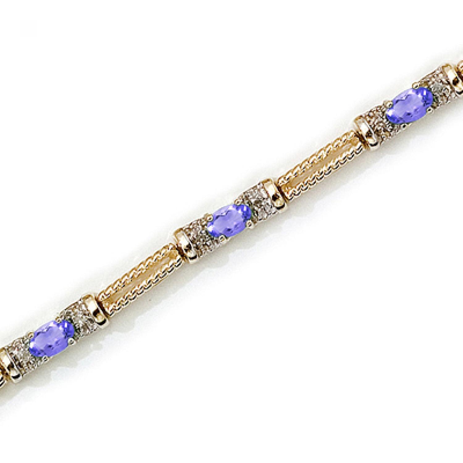 10K Yellow Gold Oval Tanzanite and Diamond Bracelet