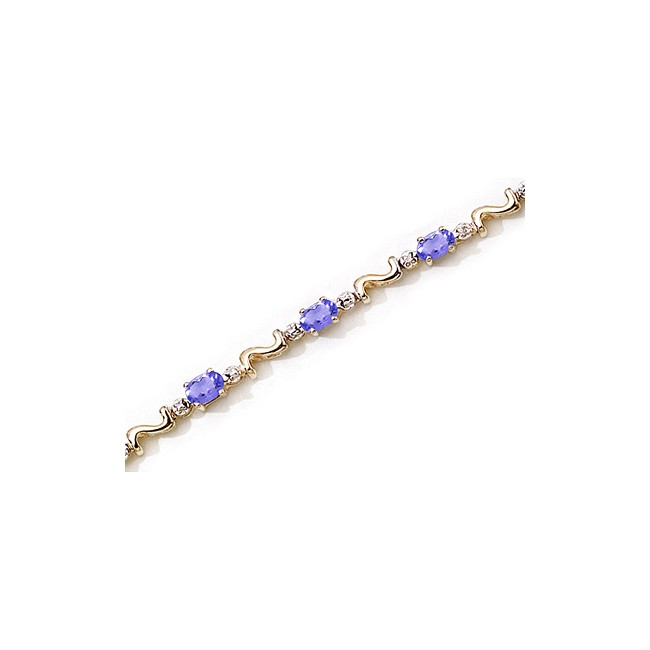 14K Yellow Gold Oval Tanzanite and Diamond Bracelet