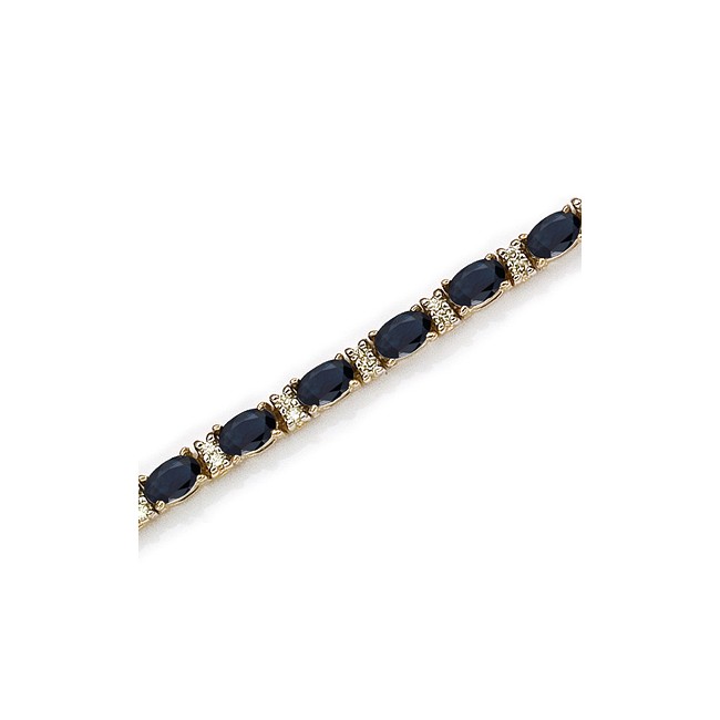 14K Yellow Gold Oval Sapphire and Diamond Bracelet