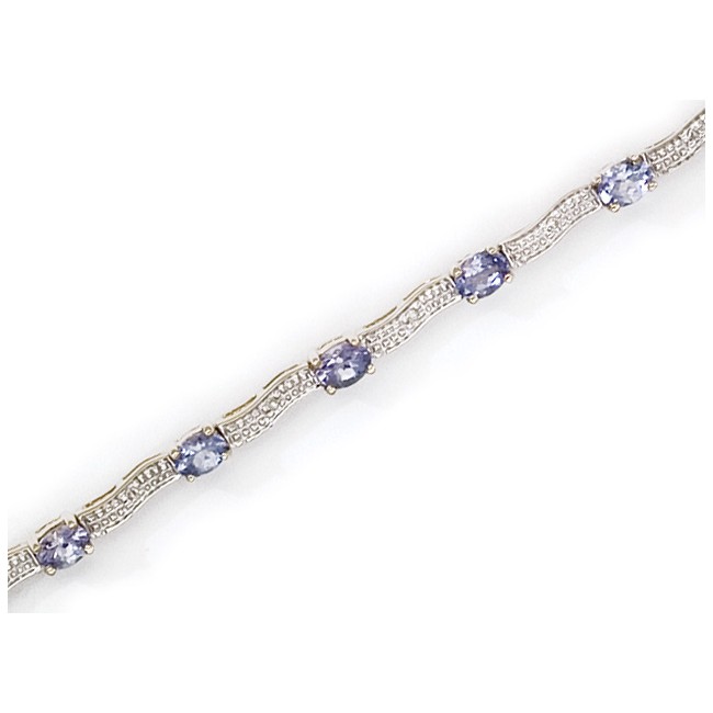 14K White Gold 4x3 Oval Tanzanite and Diamond Bracelet