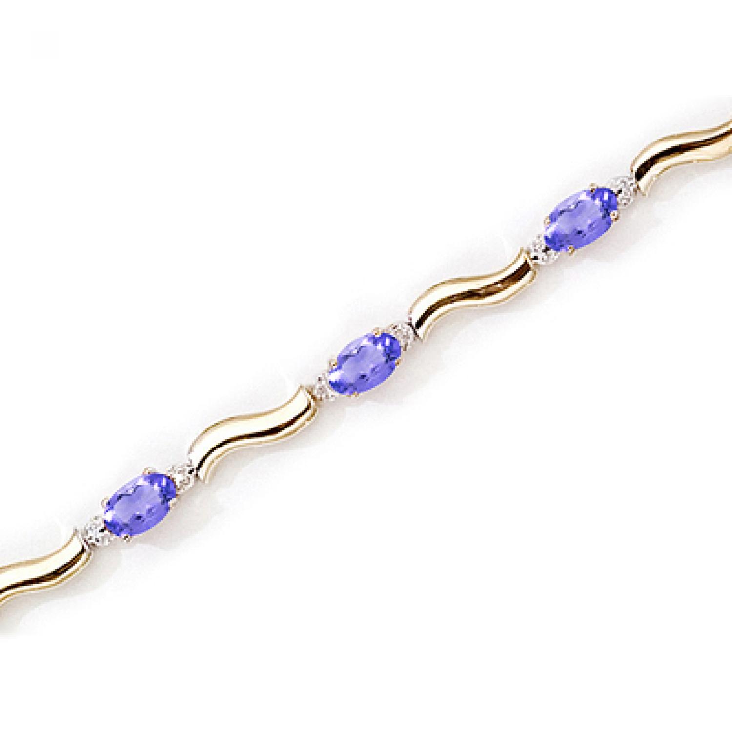 14K Yellow Gold Oval Tanzanite and Diamond Bracelet