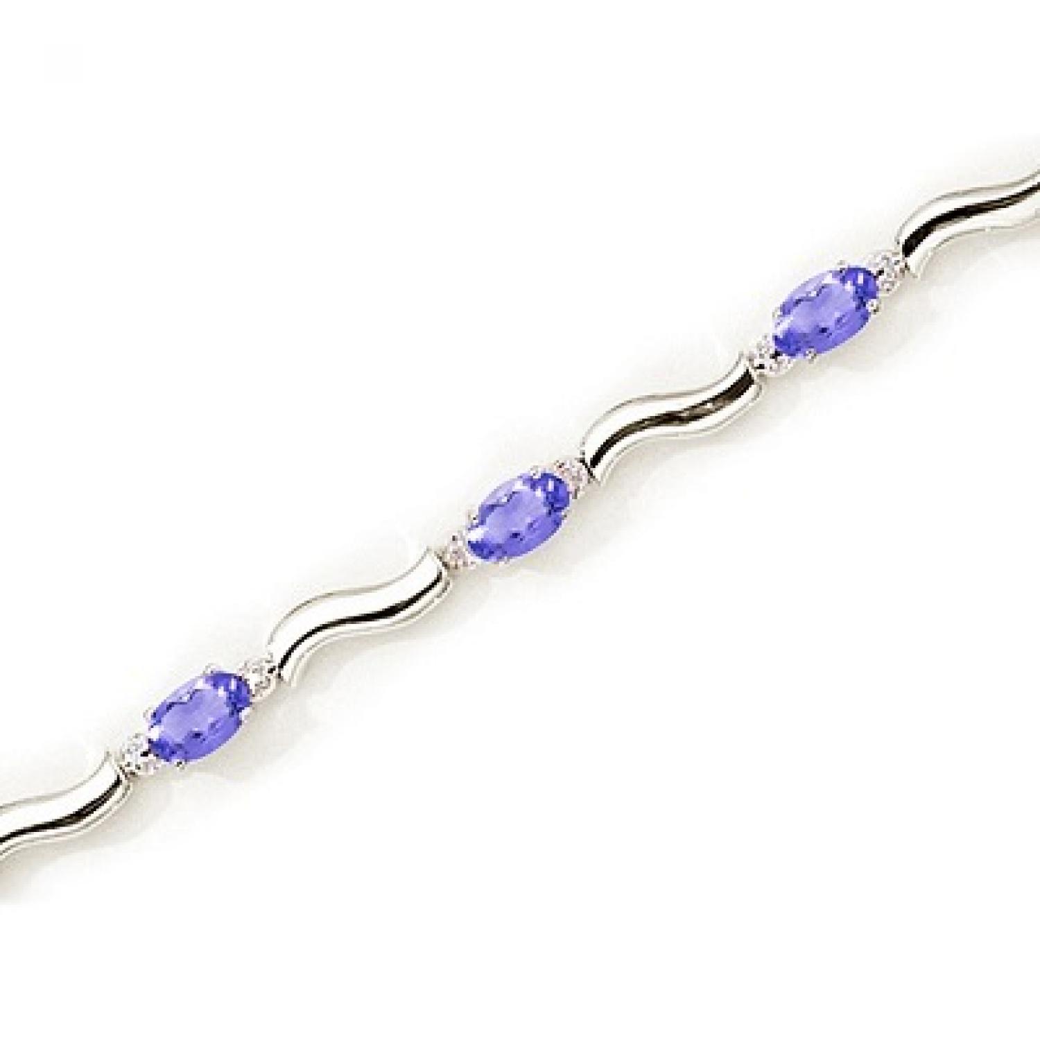 14K White Gold Oval Tanzanite and Diamond Bracelet