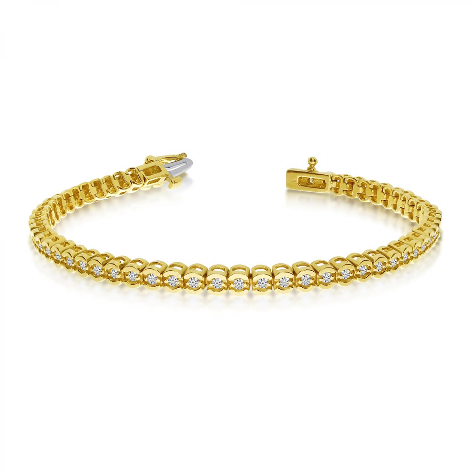 14K Yellow Gold Diamond Backset Bracelet