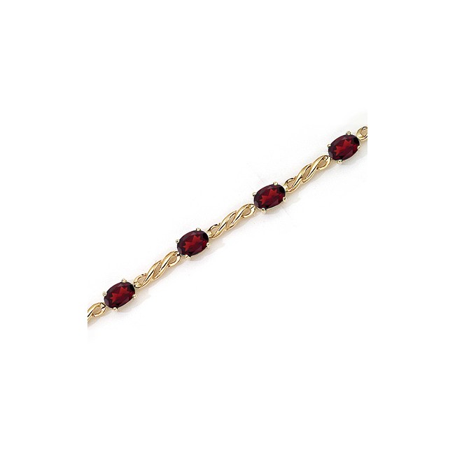 14K Yellow Gold Oval Garnet Bracelet
