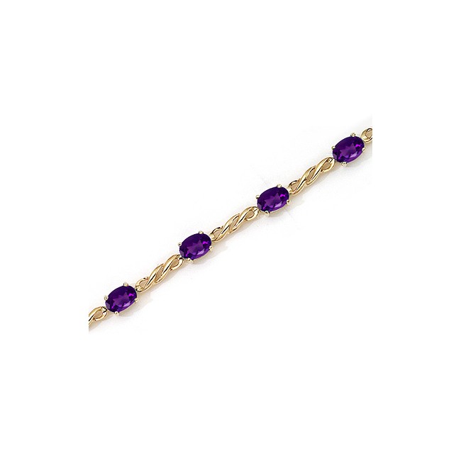 14K Yellow Gold Oval Amethyst Bracelet