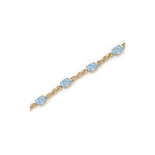 14K Yellow Gold Oval Aquamarine Bracelet