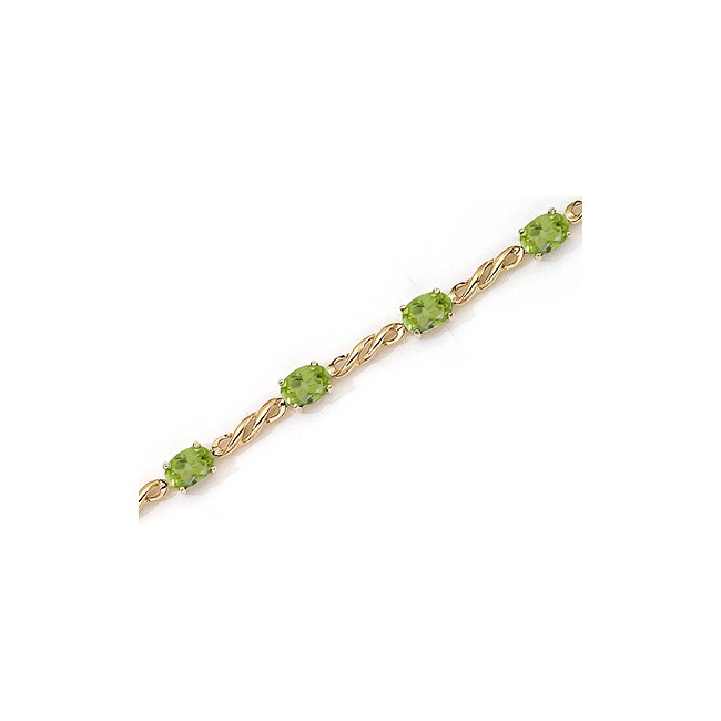 14K Yellow Gold Oval Peridot Bracelet