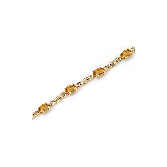 14K Yellow Gold Oval Citrine Bracelet