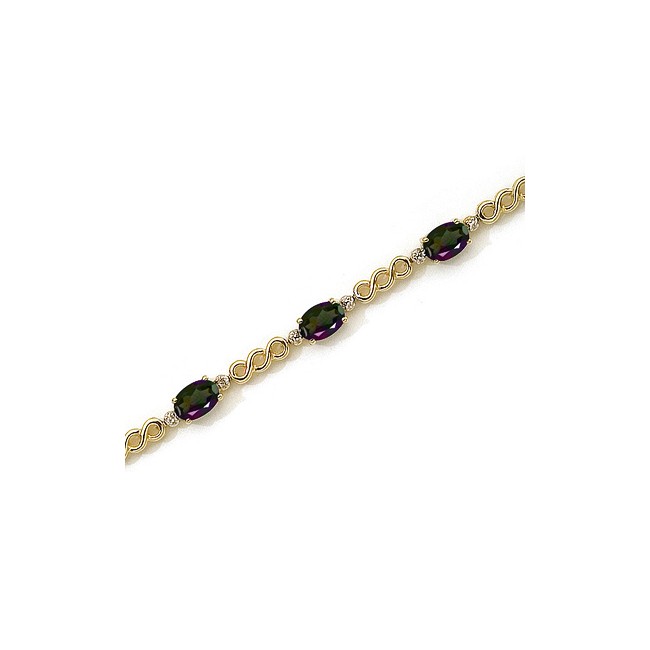 14K Yellow Gold Oval Mystic Topaz and Diamond Bracelet