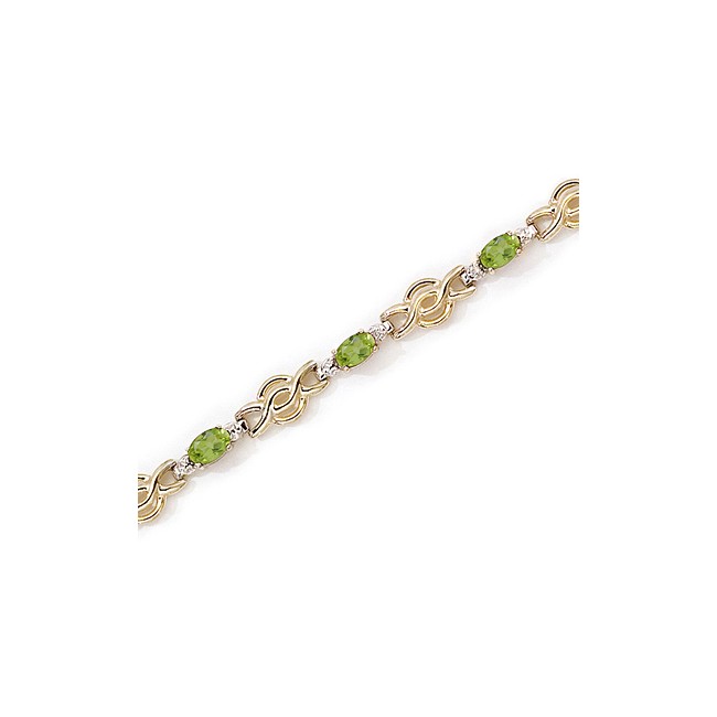 14K Yellow Gold Oval Peridot and Diamond Bracelet