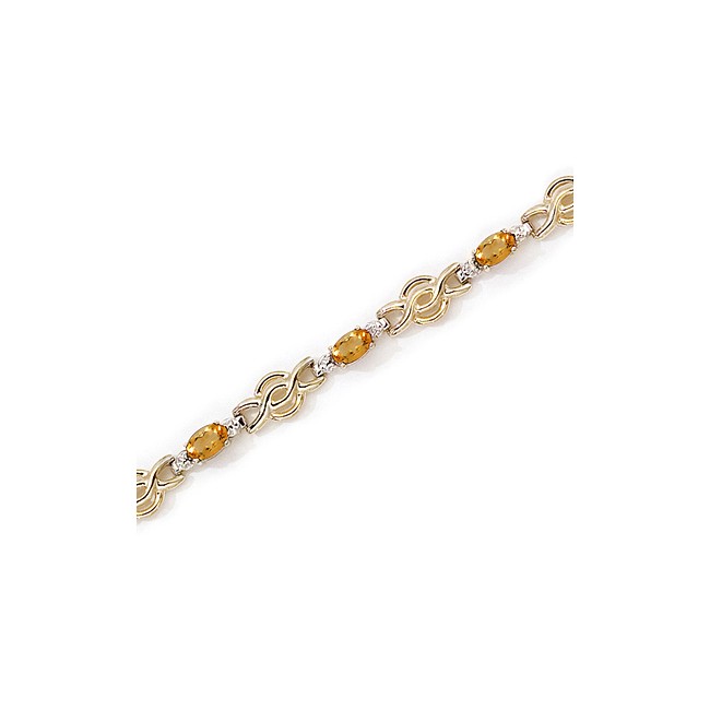 14K Yellow Gold Oval Citrine and Diamond Bracelet