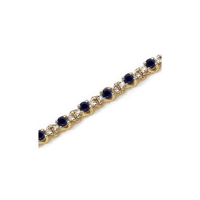 14K Yellow Gold Round Sapphire and Diamond Bracelet