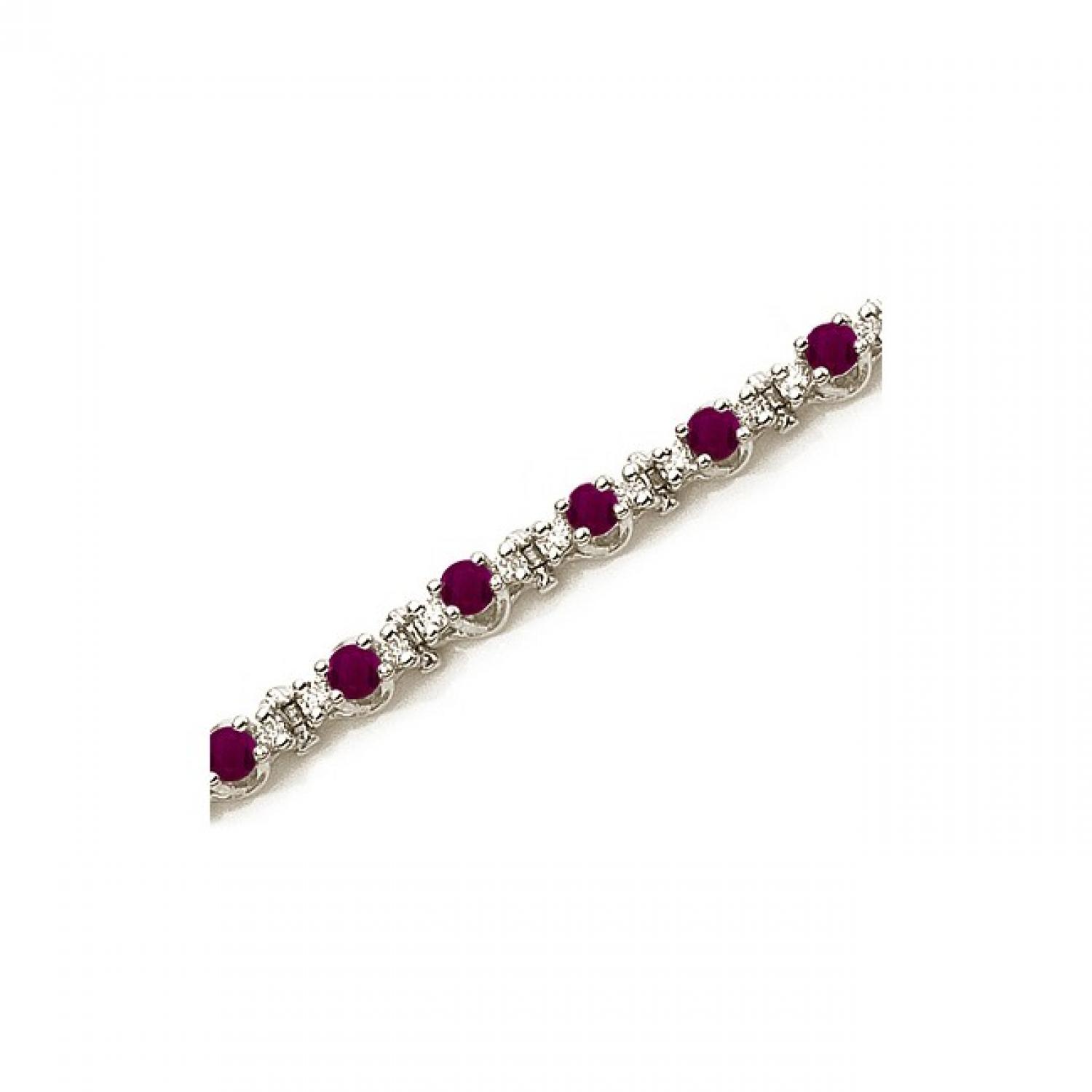 14K White Gold Round Sapphire and Diamond Bracelet